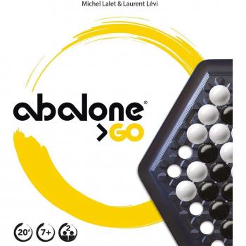 Abalone GO - Juego de mesa estratégico, 2 jugadores, tablero hexagonal, piezas en forma de bolas negras y blancas, objetivo: empujar las piezas del oponente fuera del tablero