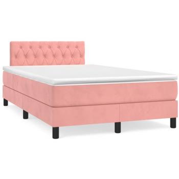 Cama Box Spring con Colchón de Terciopelo Rosa 120x190 cm