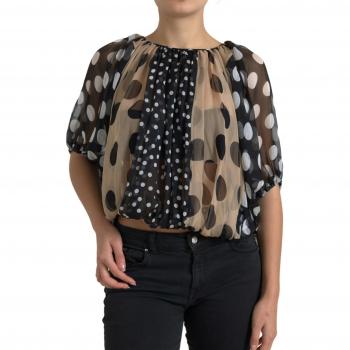 Multicolor Silk Sheer Polka Dots Blouse - Elegant Polka Dot Silk Blouse - IT44 | L - Dolce & Gabbana, Blouses, female, Multicolor, Size: M Sheer Polka Dot Blouse