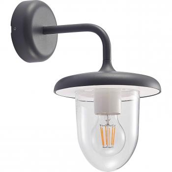 Aplique exterior Prios Larkumi con casquillo E27, lámpara de pared moderna en gris, fabricada en aluminio, 1 llama, compatible con lámparas LED