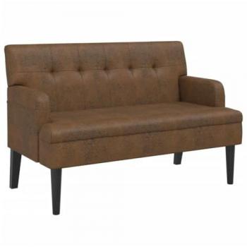 Banco con respaldo ante sintético marrón 112x65,5x75 cm