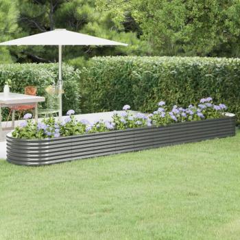 vidaXL Garden Raised Bed Powder-Coated Steel 440x80x36 cm Grey
