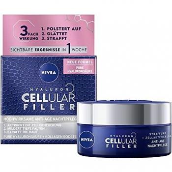 Crema de Noche Anti-Edad NIVEA Hyaluron Cellular Filler 50ml con Extracto de Magnolia