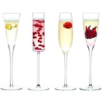 LSA International Juego de 4 Copas de Cristal Transparentes para champán
