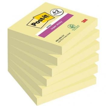 Post-it Notas Super Adhesivas Amarillo Canario, 76 x 76 mm, 90 hojas/bloc, paquete de 6 (4 + 2 GRATIS)