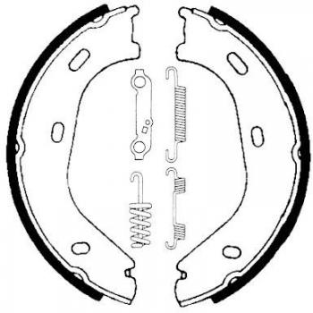 Zapata de freno de mano HELLA 8DA 355 050-001 - Juego de zapatas con accesorios, sistema de frenos ATE, compatible con MERCEDES-BENZ