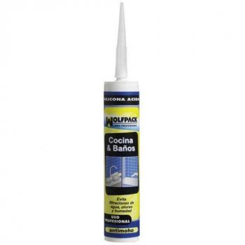 Wolfpack 14040022 - Silicona acido cocina/baño, 280 ml, color blanco