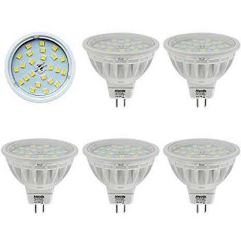 Aiwode 5W Bombillas LED MR16,Blanco Natural 4000K,Equivalente 50W Bombilla Halógena,No Regulable DC/AC 12V,600LM RA85,120°Ángulo de haz Gu5.3 Destacar,Paquete de 5.