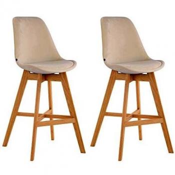 Set de 2 Taburetes Cannes en Terciopelo Crema Natural