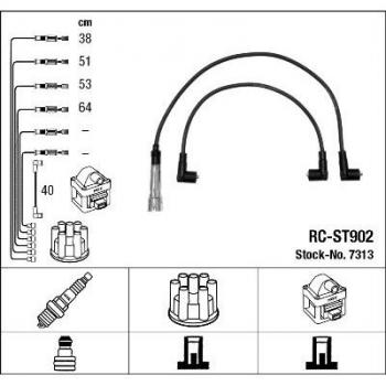 Juego de cables de encendido NGK 7313 - Cables de encendido de alta calidad, diseño específico para vehículos, resistencia baja para mejor rendimiento, aislamiento resistente al calor y a la abrasión, fácil instalación, compatible con múltiples mod