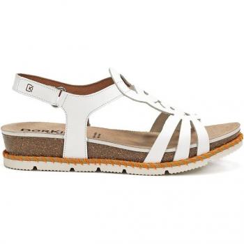 Sandalias de cuña de mujer de piel con adorno