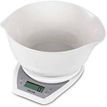Balancia de Cocina Digital Salter 1024 WHDR14 con Ciotola de 2 Litros, Beccuccio Doble, Pantalla LCD, Función Añadir y Aquatronic, Capacidad de 5kg