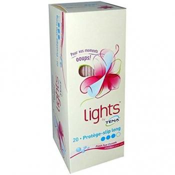 Protege Slip Adherente TENA Lights Largo - Absorción Ligera, Forma Anatómica, Caja de 20 Unidades