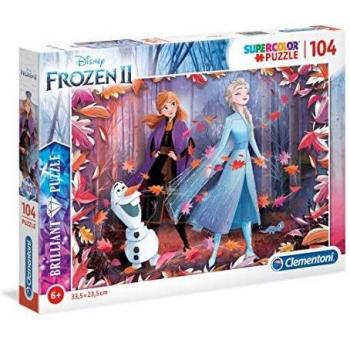 Clementoni - Puzzle infantil 104 piezas, Puzzle infantil con brillantina, de Frozen 2, a partir de 6 años