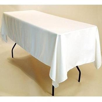 White 90 x 132 Rectangular Tablecloth Feet Exhibitions Trestle Party Reception Banquet Venue by Event Decor
