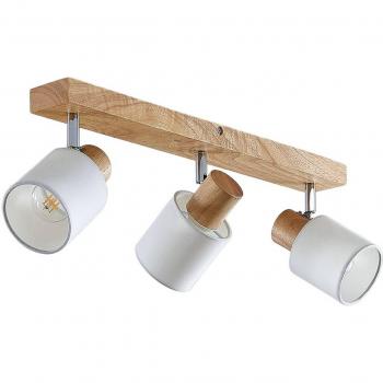 Lindby Wanessa downlight de techo moderno, 3 luces, madera marrón, E14