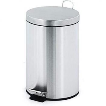 Papelera de Pedal Clásica de Metal Plateada 12L
