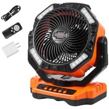 VEVOR Rechargeable 13-Inch Portable Fan with LED Lights, Timer, and 4 Speed Settings