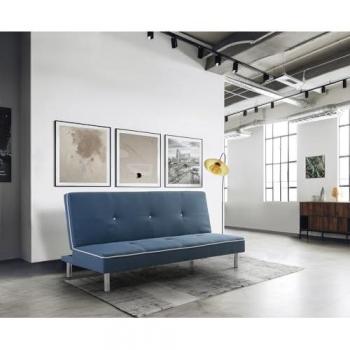 Sofá Cama Clic Clac Sol 3 Plazas Plegable Tapizado Capitonné 190x88x87 cm Color Azul Económico Moderno