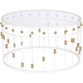 Mesa de Centro Metal Cristal 82x82x45 Blanco