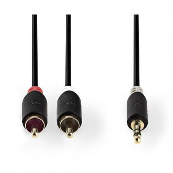 Cable de audio estéreo 3,5 mm macho a 2x RCA macho - 3,00 m color antracita