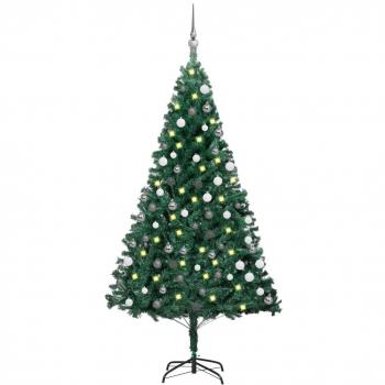 Árbol de Navidad preiluminado con bolas verdes 120 cm PVC