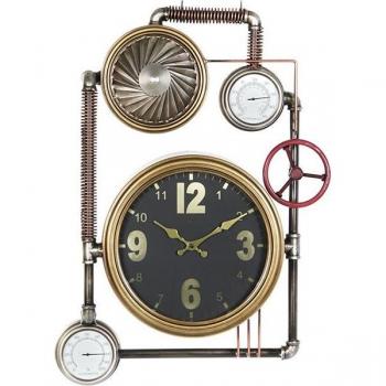 Reloj de Pared DKD Home Decor Válvulas Cristal Dorado Hierro (50,5 x 12 x 73 cm)