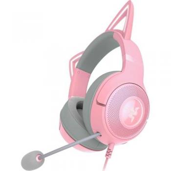 Auriculares Gaming Razer Kraken Kitty V3 X con Cable, Orejas de Gato, Micrófono Cardioide y Color Cuarzo