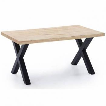 Mesa Salón Comedor Fija Idón Color Roble Nordish y Negro Roble y Metal Estilo Industrial 160x90x76 cm