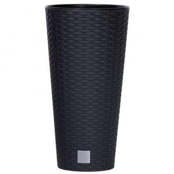 Maceta Tubus Slim Efecto Cemento con Depósito de Plástico, 38,1 x 20 x 20 cms