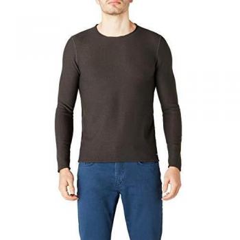 REPLAY Men's Sweater with Raw Cut Stitching Blue in Size Large