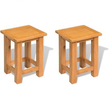 Mesas auxiliares de madera maciza de roble - 2 unidades - 27x24x37 cm