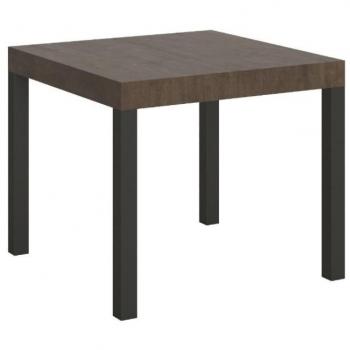 Mesa extensible 90x90/246 cm efecto madera nogal, hierro