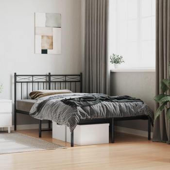 Cama con cabecero de metal negro 120x200 cm