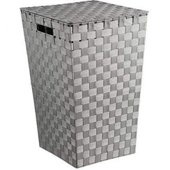 Cesto para Ropa de Colada Trenzado Gris Resistente con Asa y Tapa - 30L - 33 x 33 x 53 cm