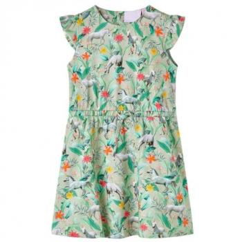 Vestido Infantil con Mangas Volantes Caqui Claro 116