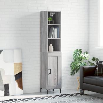 Aparador alto de madera contrachapada gris Sonoma 34,5x34x180 cm