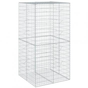 vidaXL Gabion Basket with Cover 100x100x200 cm Galvanised Iron