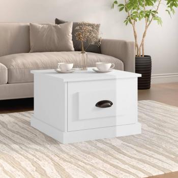 Mesa de centro madera contrachapada 50x50x35 cm blanco brillo VidaXL