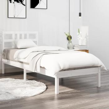 Estructura de cama de madera maciza blanca 90x200 cm