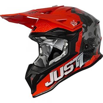 Casco de motocross Just1 J39 Kinetic Camo Grey Red Fluo Orange