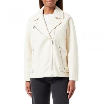 Cazadora biker larga de mujer Vero Moda, estilo oversized, color oatmeal, talla M