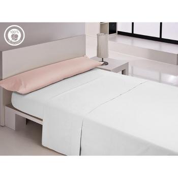 Funda de almohada 100% algodón lisos rosa, Happy Home, cama de 90, 144 hilos, 90 cm