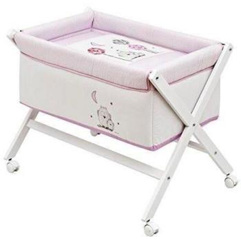 Cambrass Gufo - Minicuna con tijera de madera, color rosa