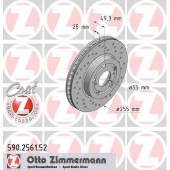 Zimmermann 590.2561.52 Disco de freno, Delantero, perforado, Sport Coat Z