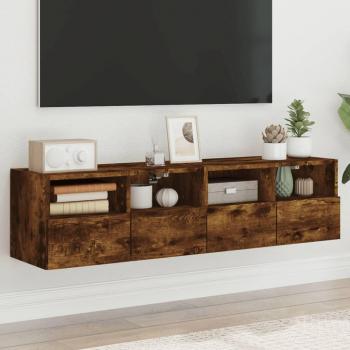 Mueble de TV de pared 2 uds madera ingeniería roble ahumado 60x30x30 cm vidaXL