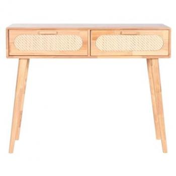 Consola de Rubberwood y Ratan Natural 100x30x78 - Fijalo