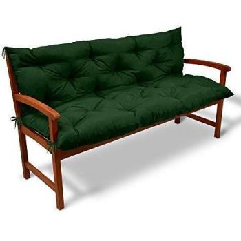 Colchón con Respaldo Flair BR Verde Oscuro 150x100x10cm - Cojín para Bancos de Jardín, Terraza o Balcón