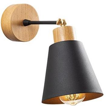 Aplique de Pared WELLHOME, Estructura de Metal Negro, 14x14x25 cm, Casquillo E27 Máx 40W