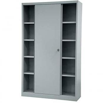 Armario Bisley ECO de Puertas Correderas con 4 Baladas y 5 Alturas para Archivos, Color Plata